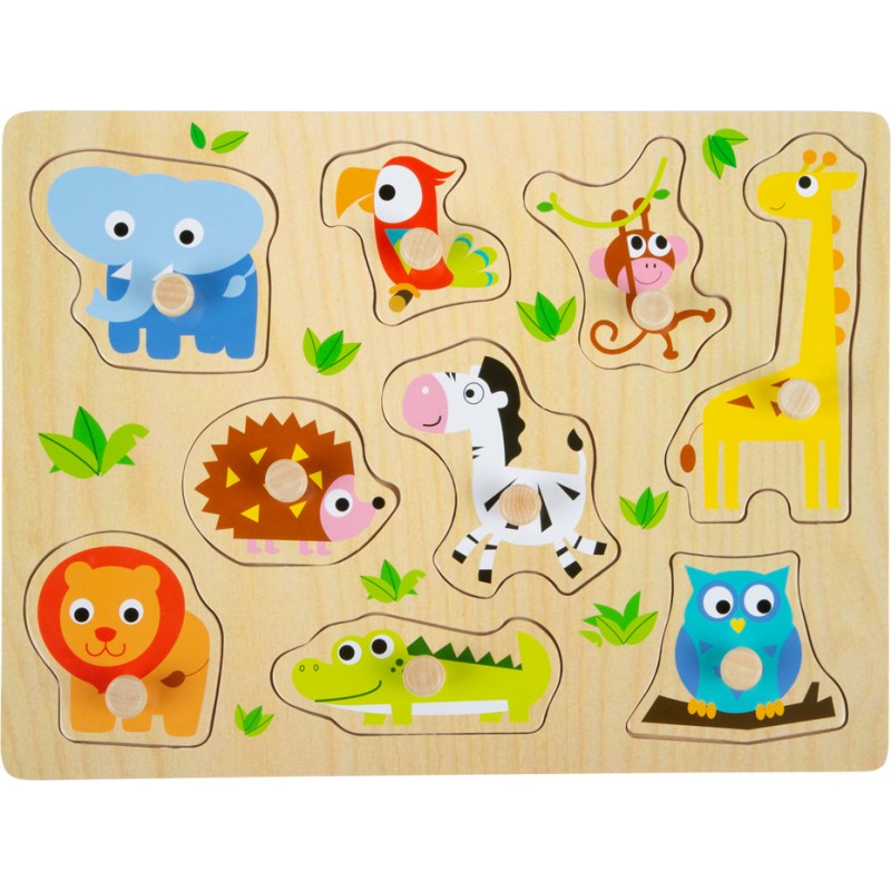 Puzzle éducatif en bois à bouton – animaux de la jungle – Magasin