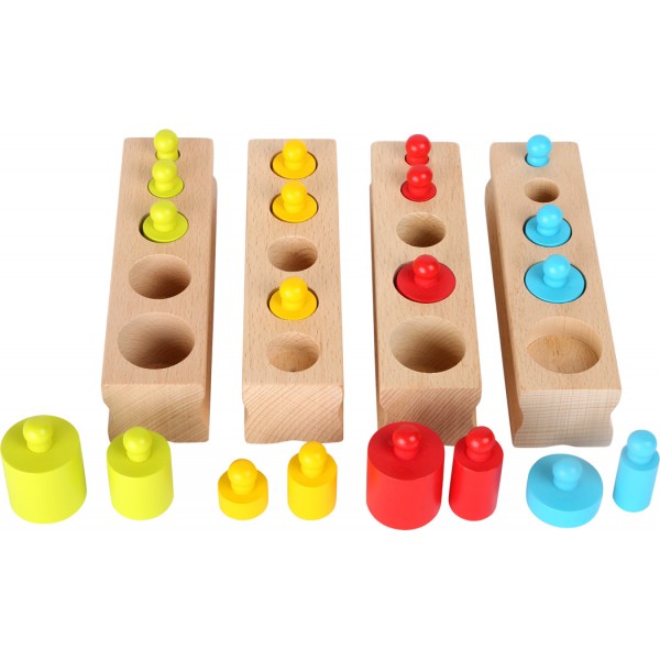 Jeu en bois Montessori - Les poids de couleurs à encastrer