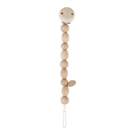 Accroche tétine bébé avec perles en bois naturel