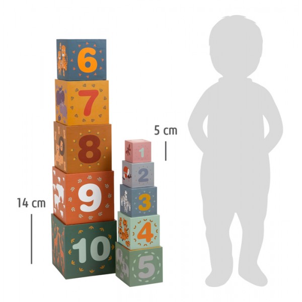 Cubes à empiler Montessori - Les chiffres du Safari