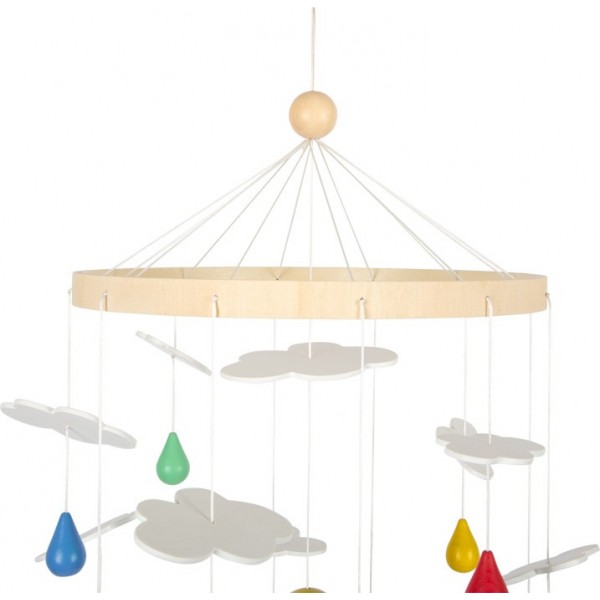 Mobile Bébé Arc-en-Ciel En Bois - Avec étoiles Et Clochette - Pour Lit Bébé, Décoration Chambre - Favorise L'endormissement