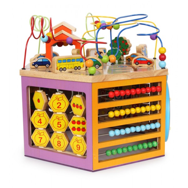 Cube d'activité Montessori en bois - Aventures pour enfants