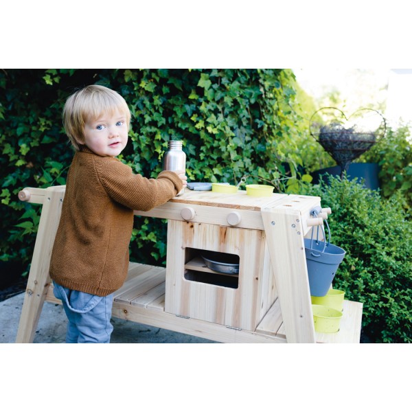 Cuisine en bois Montessori pour enfants - Modèle plein air