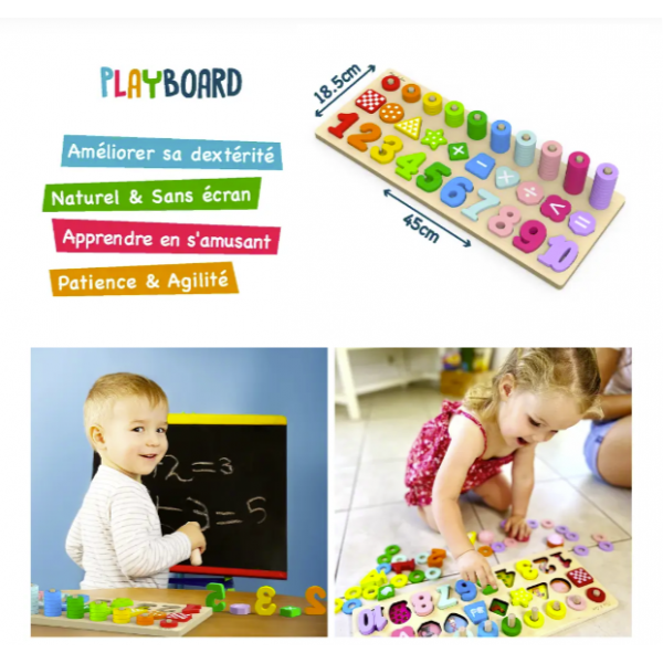 Playboard Montessori en bois - Apprendre les chiffres