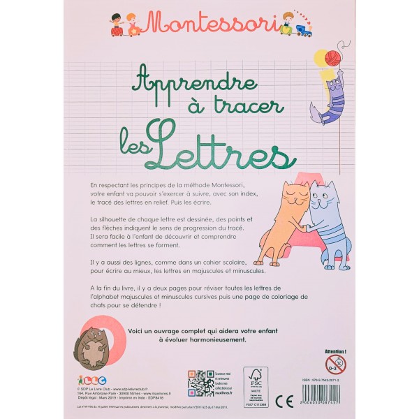 Livre Montessori - Apprendre à tracer les lettres