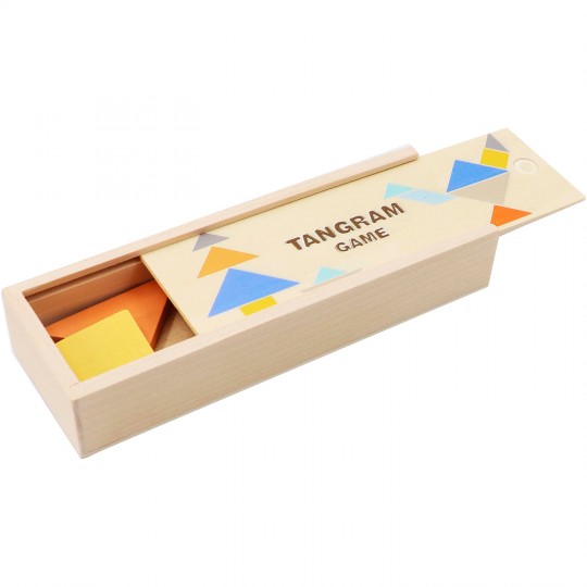 Tangram Montessori et boîte de rangement en bois