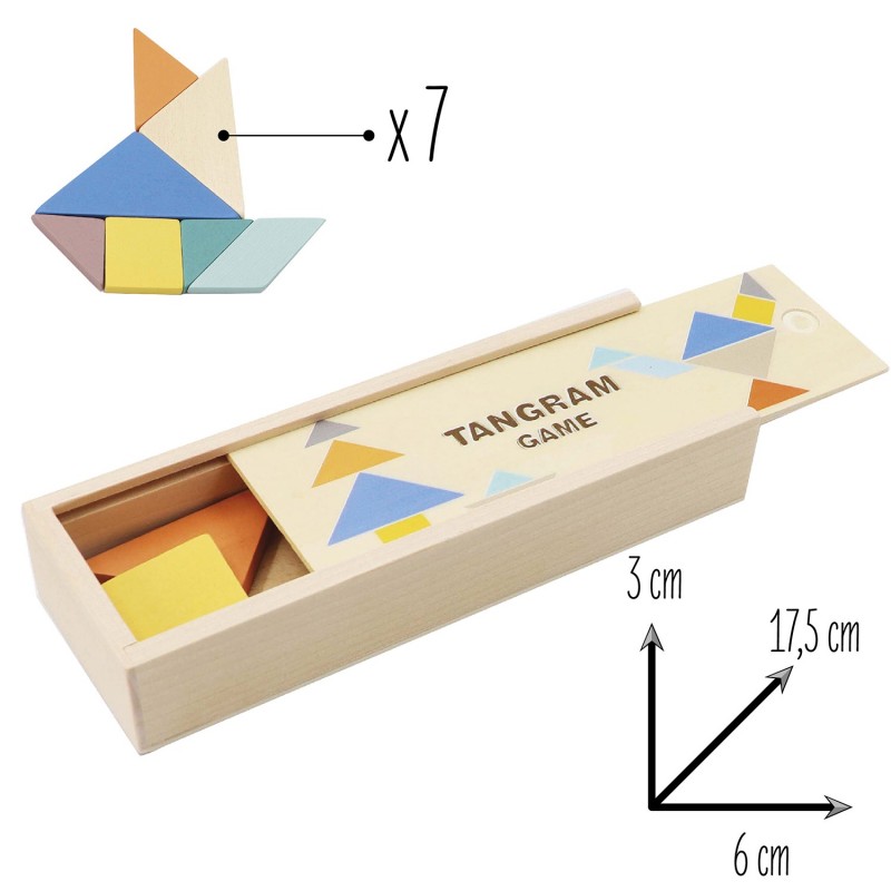 Puzzle Tangram en Bois - Éducatif - 4 à 8 Ans - Multicolore - Moins de