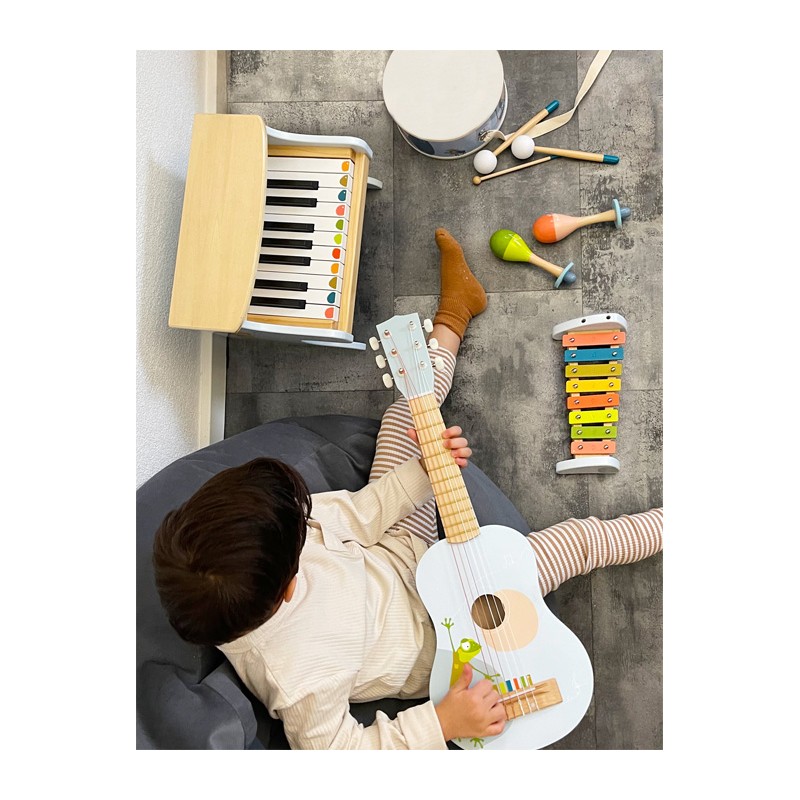 PREMYO Hochet Bébé Maracas Jouet en Bois - Instrument de Musique Enfant  Fille Garçon - Bandes Triangles
