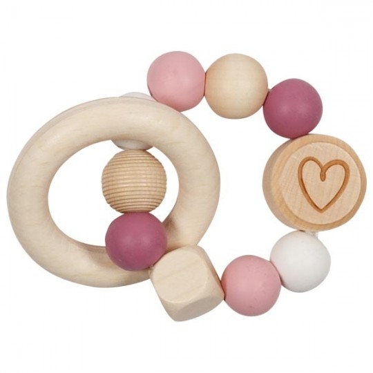 Hochet Montessori - Perle en silicone Rose