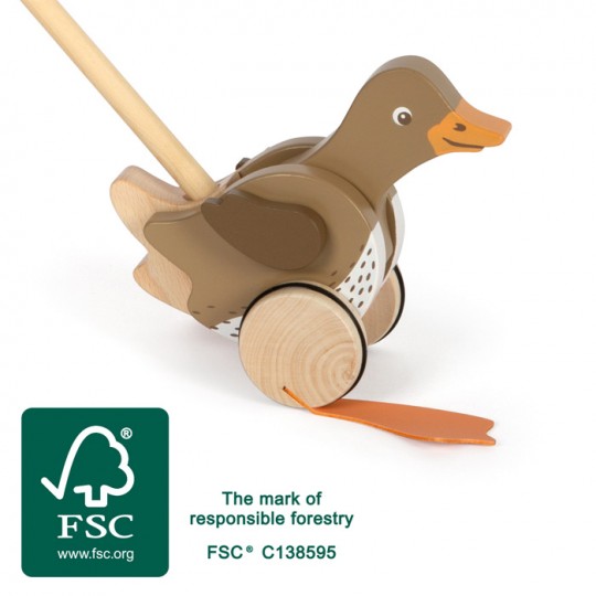 Jouet à pousser en bois Montessori - Canard