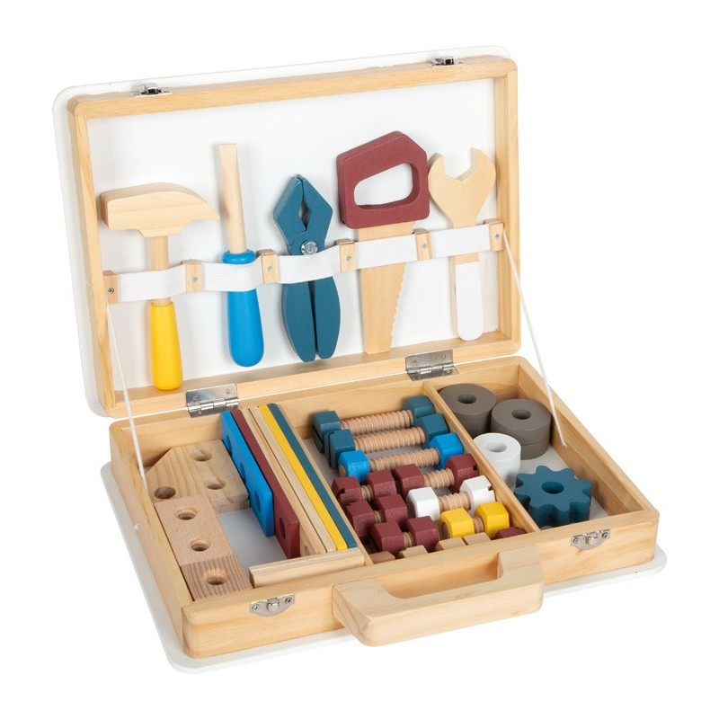 Boite à outils en bois et métal. Idéal pour les premiers vrais bricolages
