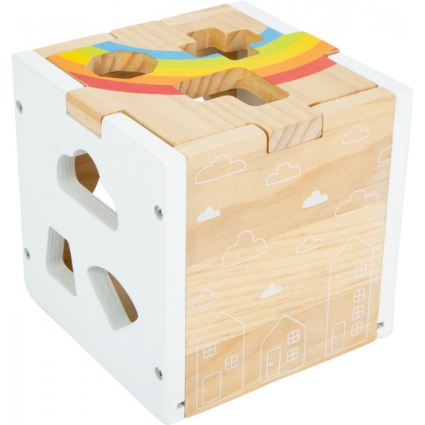 Cube à formes Montessori en bois - Couleurs Arc en ciel