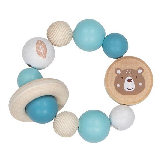 Hochet Montessori en bois pour bébés - Ourson