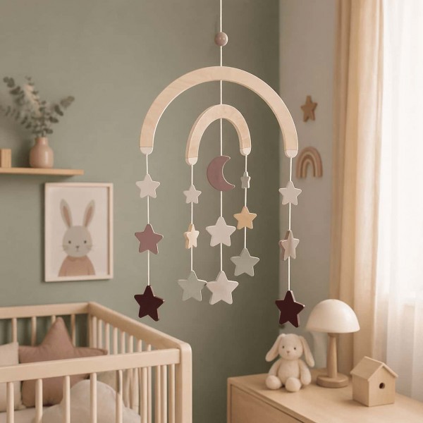 Mobile Montessori pour bébé - Arc en ciel mauve
