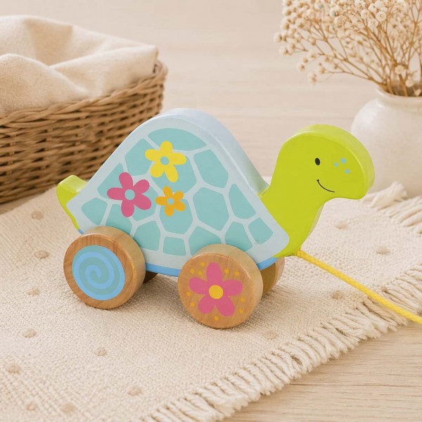 Jouet à tirer en bois Montessori - Animaux : Tortue