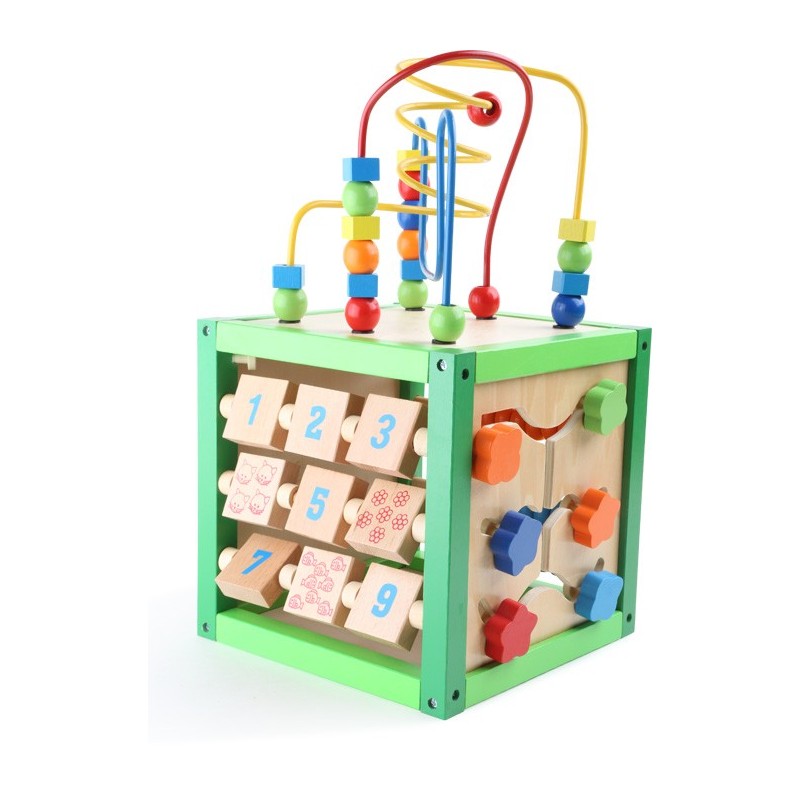 TECHEEL Cube De Motricité 6 En 1 Pour Bébé - Jouet Montessori Sensoriel Dès 1 An - Planche D'Activités Portable