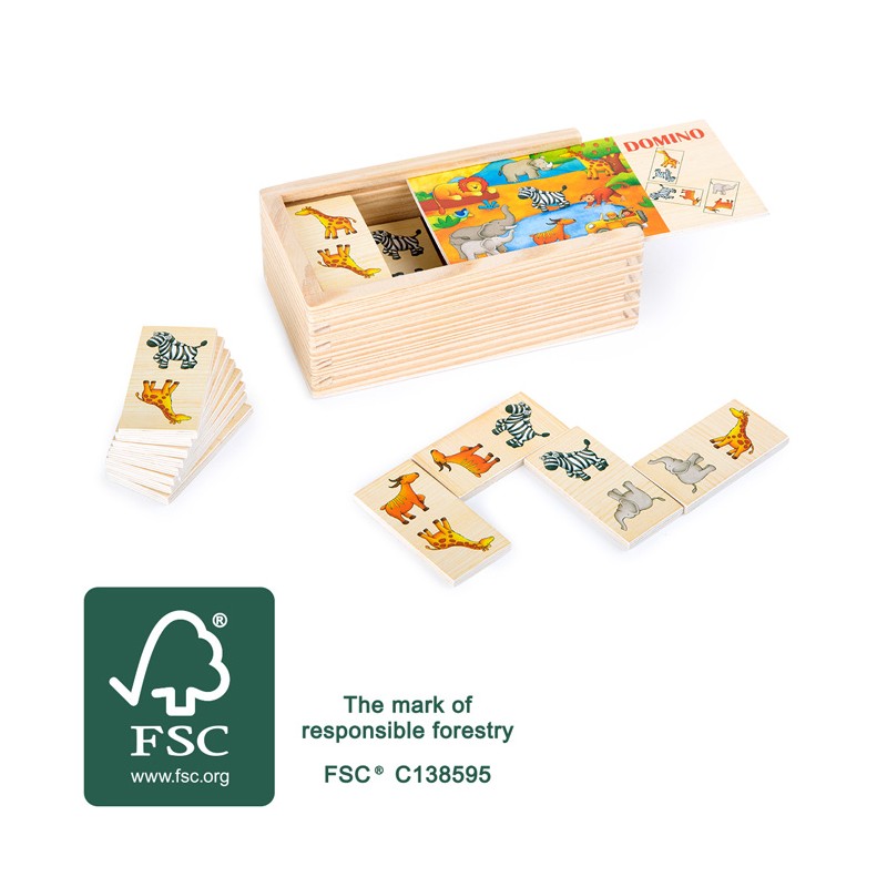 Jeu de domino en bois animaux Jouet Montessori - Montessori