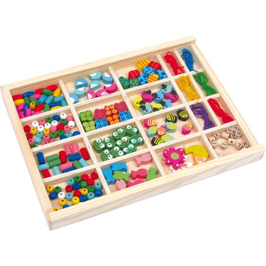 Coffret de création bijoux - Boîte de perles en bois Montessori