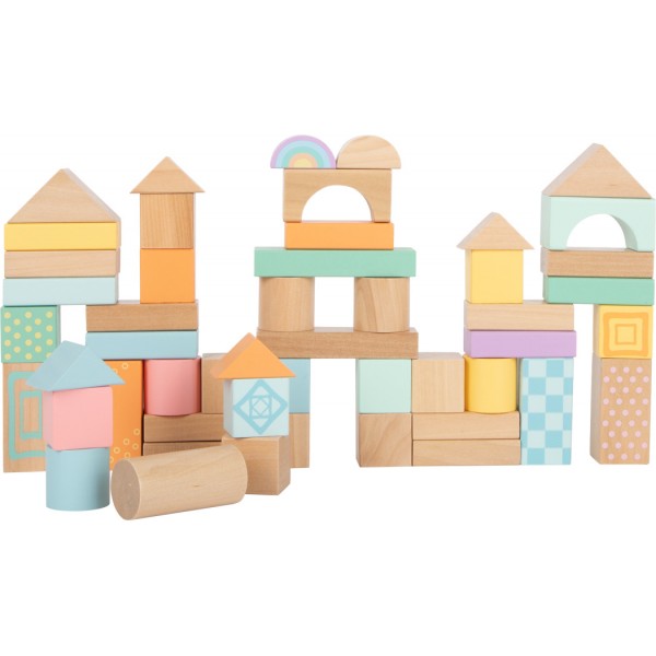 Blocs de construction en bois Montessori - Couleurs pastel