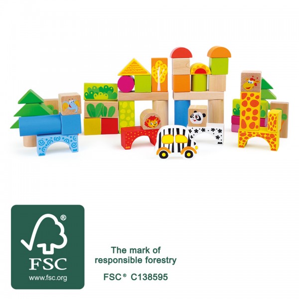 Blocs de construction en bois FSC - Le Zoo