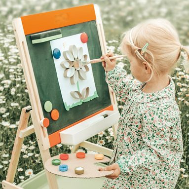 jeux pour enfant tableau en bois a craie aimanté