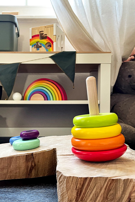 jouets en bois à empiler Montessori